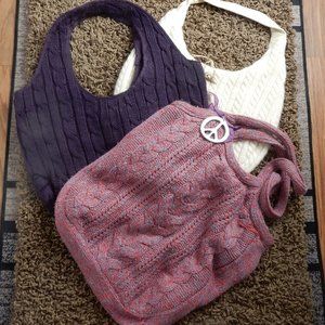 soft knit bag, lot of 3